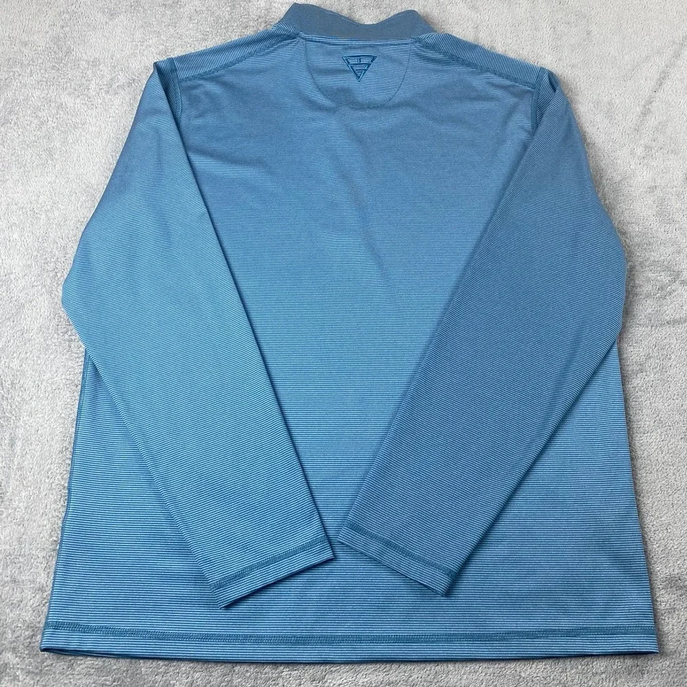 Maelreg Mens Large Performance Pullover Blue Striped Quarter Zip Long Sleeve
